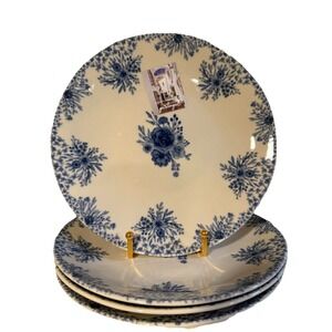 Set of 4 Matceramica 9" Blue Floral Salad / Luncheon Plates, Portugal
